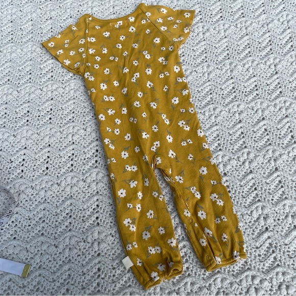 Kit + Pearl Floral Print Cotton One Piece Jumpsuit Yellow (12 Month) - Picture 2 of 6